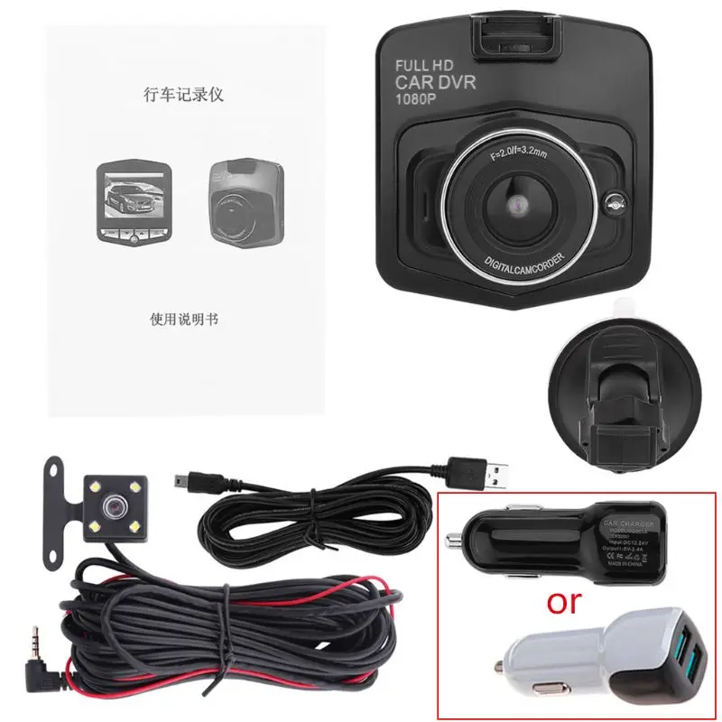 

New 2.4 Inch HD 1080P Dual Lens Rearview Car DVR Camera 170 Degree Night Vision Auto Video Recorder Mini Dash Cam G-Sensor