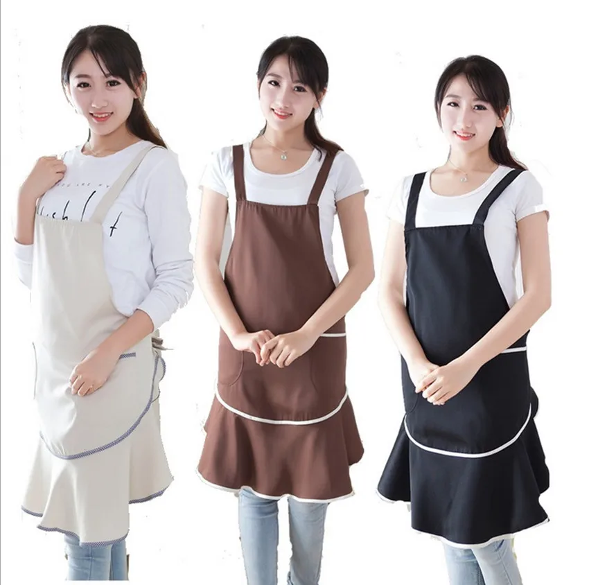 Japanese Style Solid Kitchen Apron Cute Cross over Kitchen Cleaning
