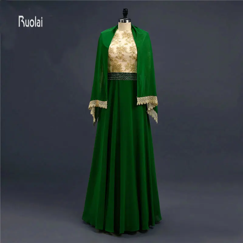 

Purple Gold Lace Chiffon Cheap Modest A Line Long Sleeves Muslim Hijab High Neck Formal Long Evening Dresses For Wedding Party