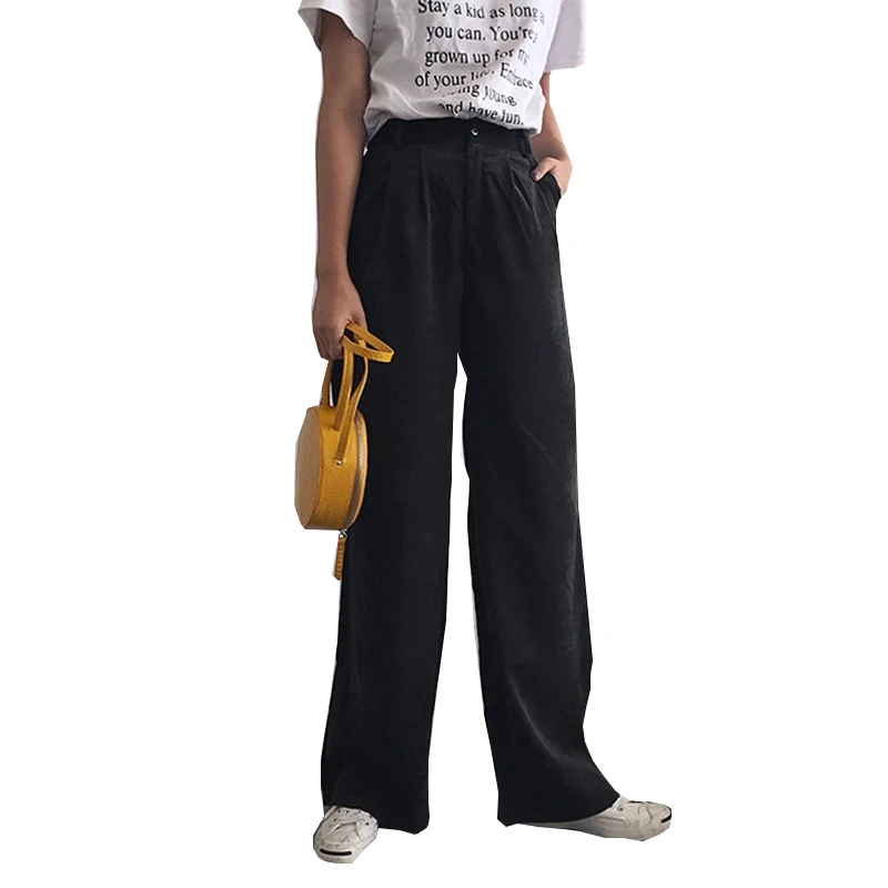 Весенние и осенние новые студенческие Прямые вельветовые брюки женские свободные широкие брюки с высокой талией брюки для уборки Харадзюку