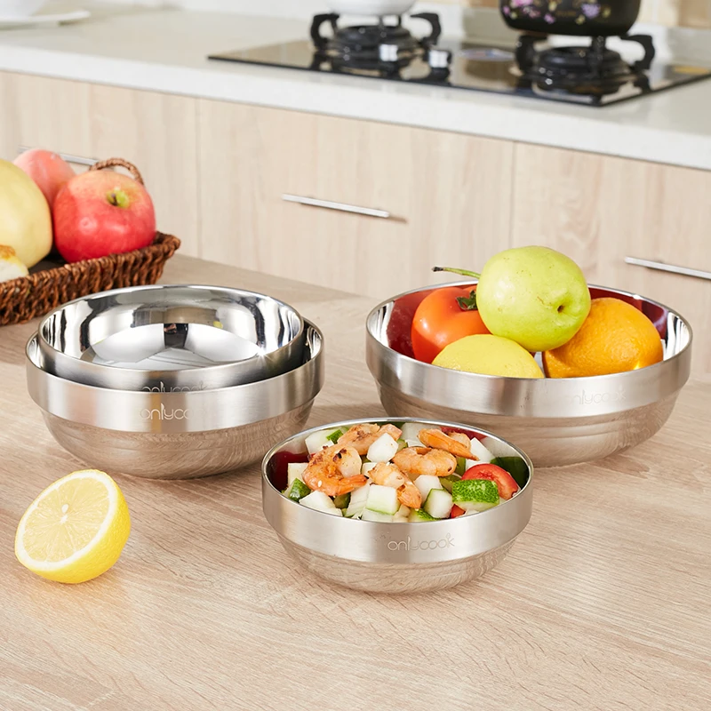 New Insulated Food Jar font b Salad b font Mixing Bowl 4 Sizes Stainless Steel Food