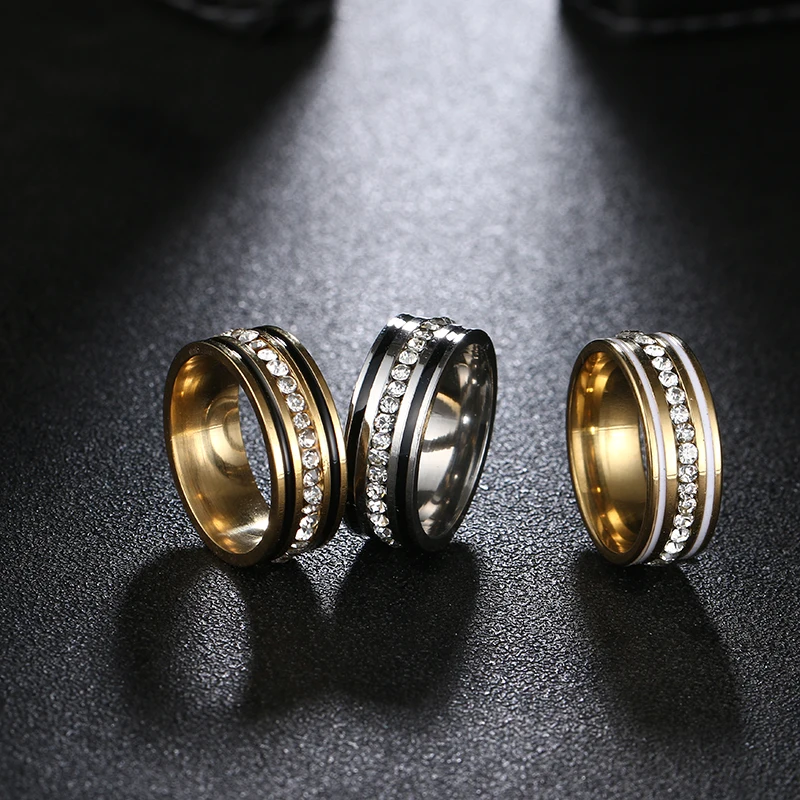 DOTIFI 316L кольца из нержавеющей стали для женщин 3 цвета круг циркон обручальное кольцо ювелирные изделия