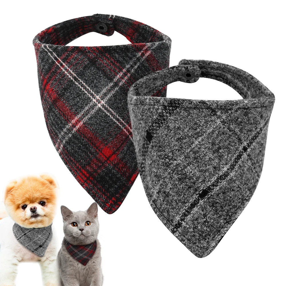 

Dog Cat Bandana Adjustable Puppy Dogs Collar Bibs Plaid Scarf Neckerchief Bow Ties Pet Accessories For Cats Small Medium Dogs