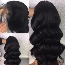 Jet Black 13*4 парики из натуральных волос на кружеве перуанские не Реми человеческие волосы парики для черных женщин 10-22 дюймов парик с волнистыми волосами