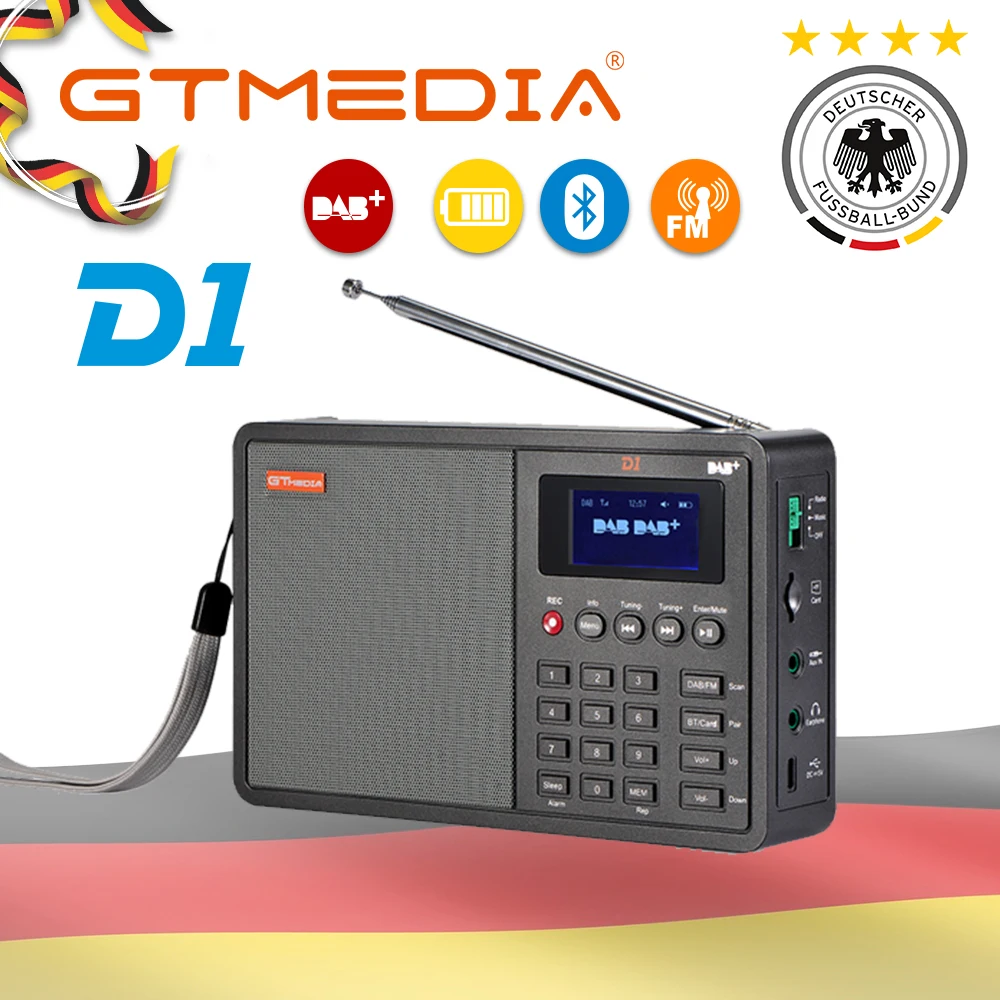

GTMEDIA D1 Digital Radio FM stereo/ RDS Multi Band Radio with 1.8" LCD Display Alarm Clock 18650 Lithium Rechargeable Battey