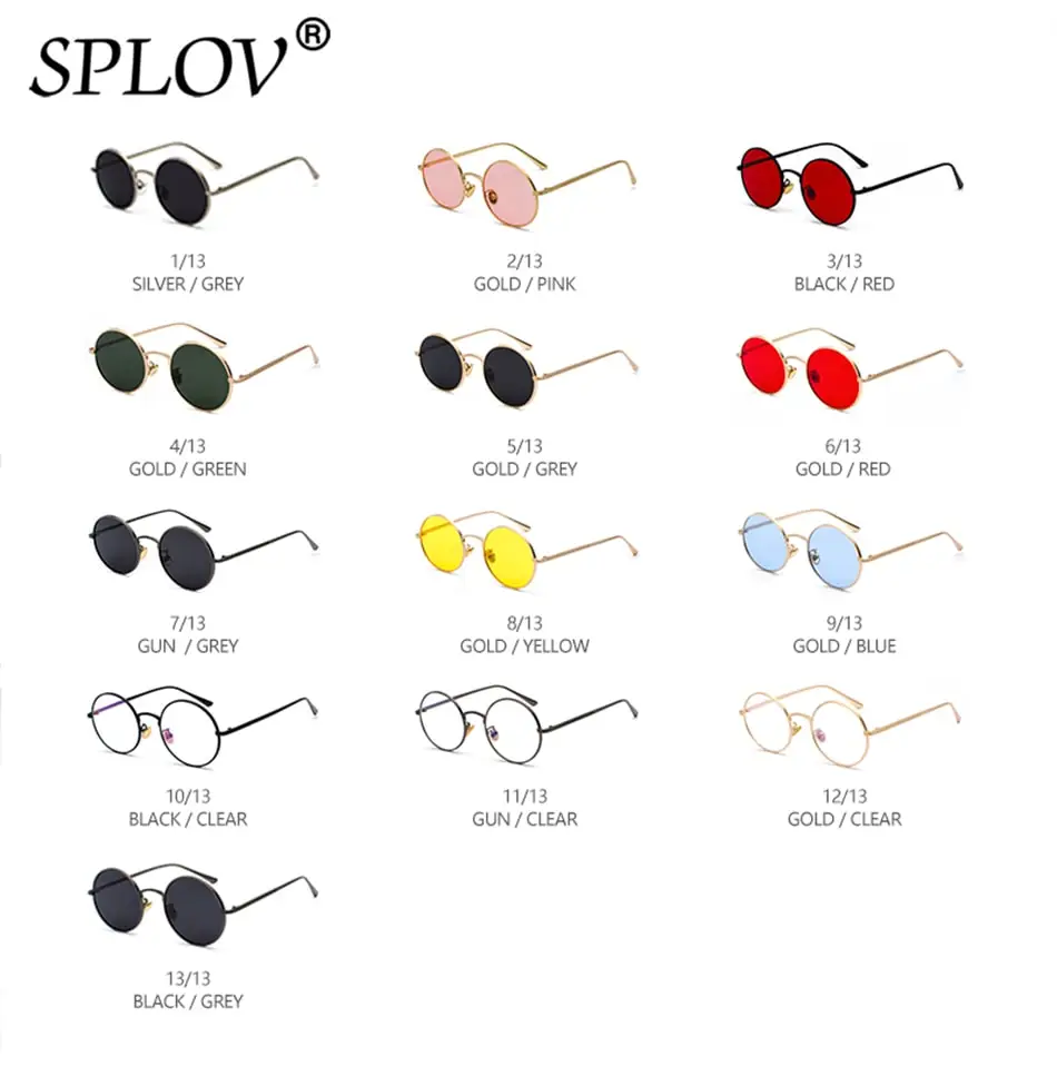 SPLOV Vintage Men Sunglasses Women Retro Punk Style Round Metal Frame Colorful Lens Sun Glasses Fashion Eyewear Gafas sol mujer coach sunglasses