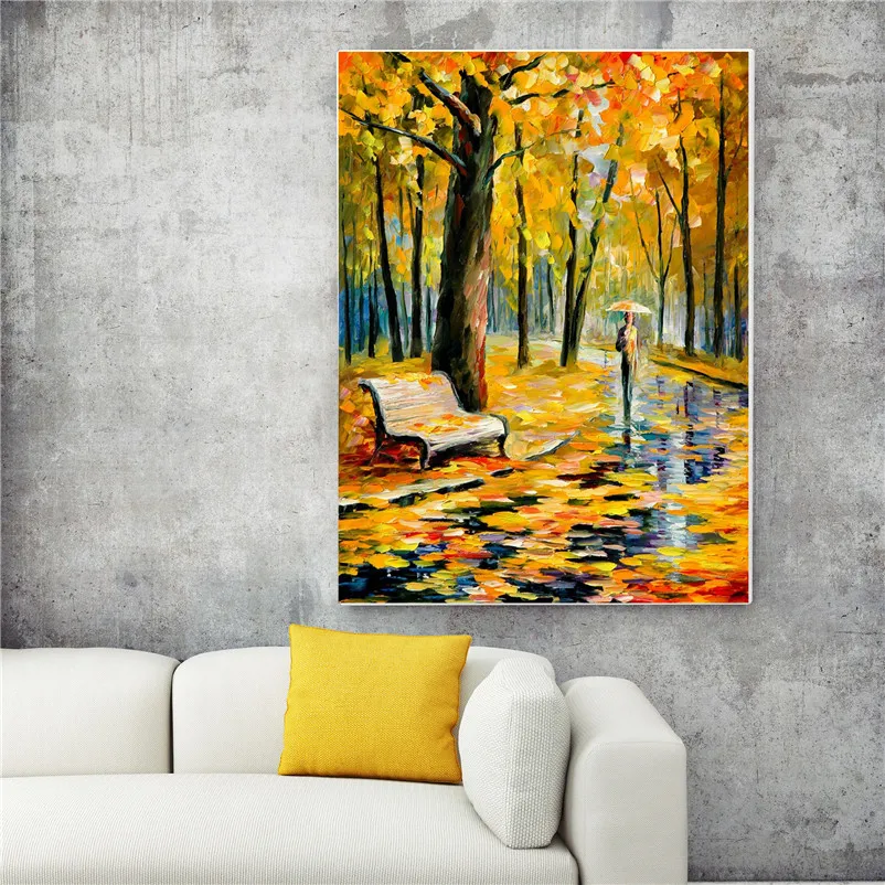 

Wholesale Park in late autumn posters and prints Canvas Oil Painting Modern wall Picture Art For Home Decor FL2-027