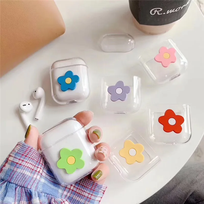 

Lovely Fresh Flowers For apple Airpods case Transparent PC Hard Case Charging Case For Airpods 1/2 Wireless Bluetooth Headset