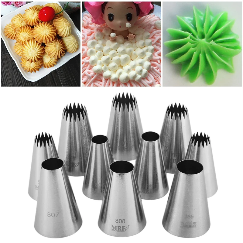 Free Shipping 10pcs Stainless Steel 18/8 Cake Decoration Icing Tips DIY Bakeware Pastry Piping Nozzles Set | Дом и сад