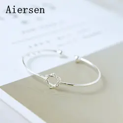 Aiersen Luxgem серебра 925 браслет шестигранные звезды браслет женщина очарование ювелирные изделия простой открытия реального S925 браслет 2018