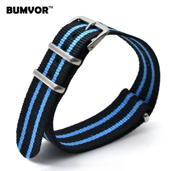 

Blue Wholesale 20 mm Multi Color Black Blue Army Sports nato fabric Nylon watchband Watch Strap Wristwatch Bands Buckle belt 20m