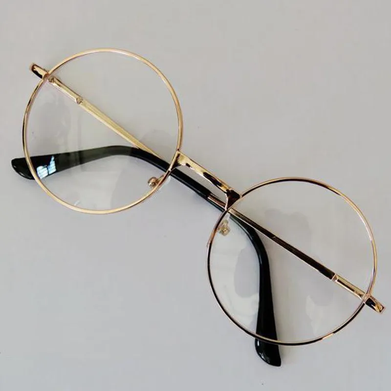 Унисекс ретро круглые металлические оправы очки оригинальные прозрачные линзы очки 2 стиля для мужчин Высокое качество горячая распродажа