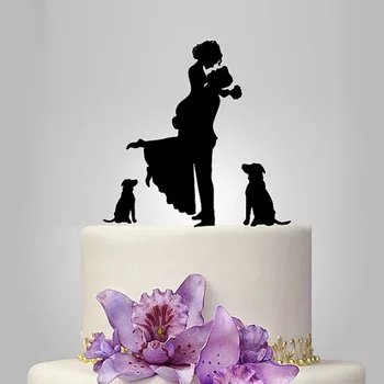 

2017 Acrylic Bride & Groom Wedding Cake Topper/Wedding Stand/Wedding Decoration Wedding Cake Accessories Casamento 2 Dogs