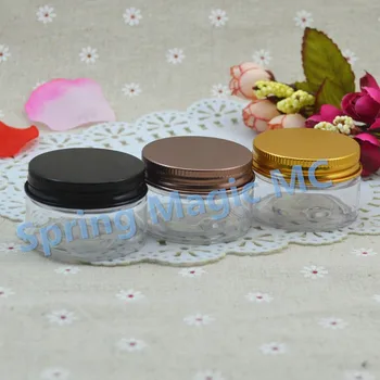 

100pcs 30g Transparent PET Cream Jar with black/bronze/gold lid