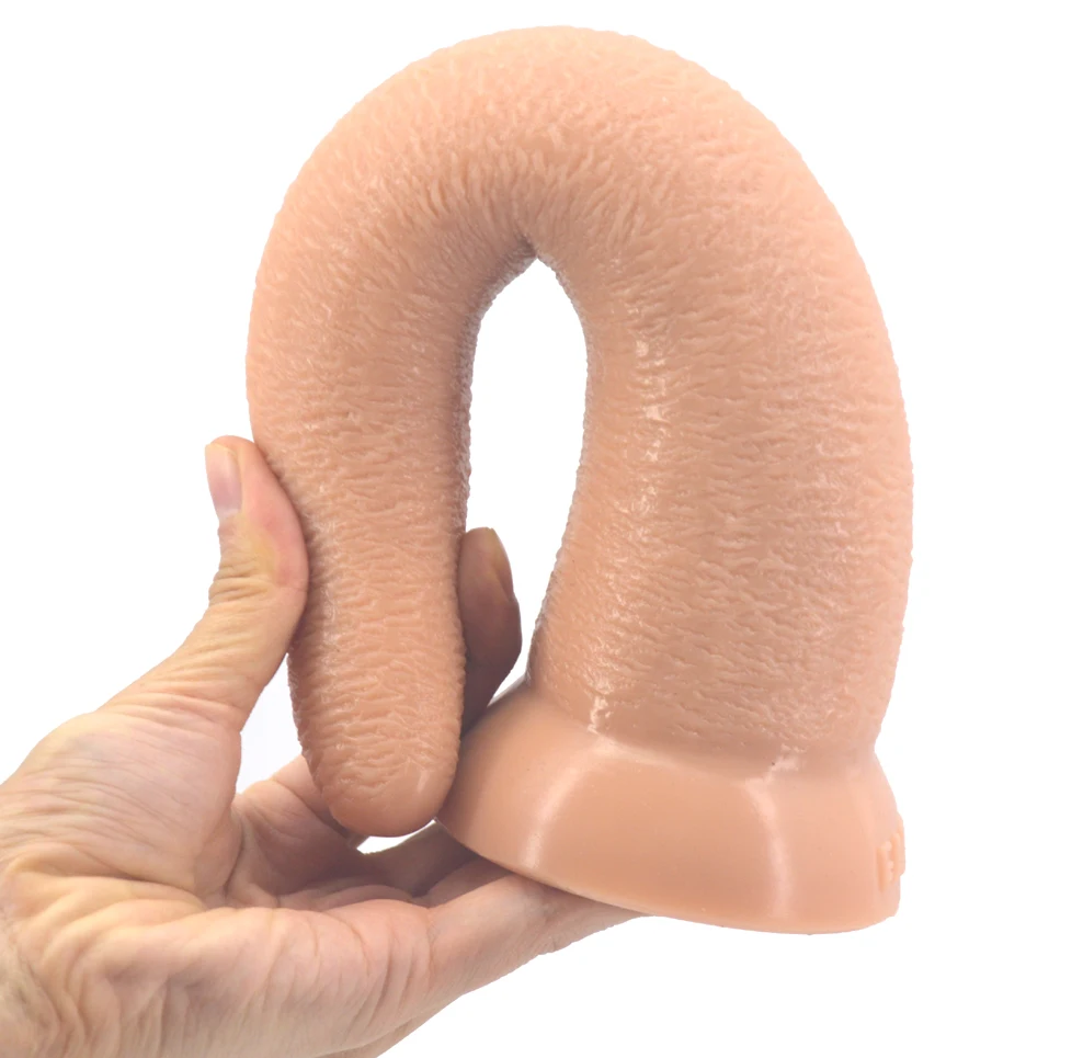 FAAK curved big long dildo ox horn design soft silicone penis rough surface anal plug suction g spot stimulate pussy sex toys 6