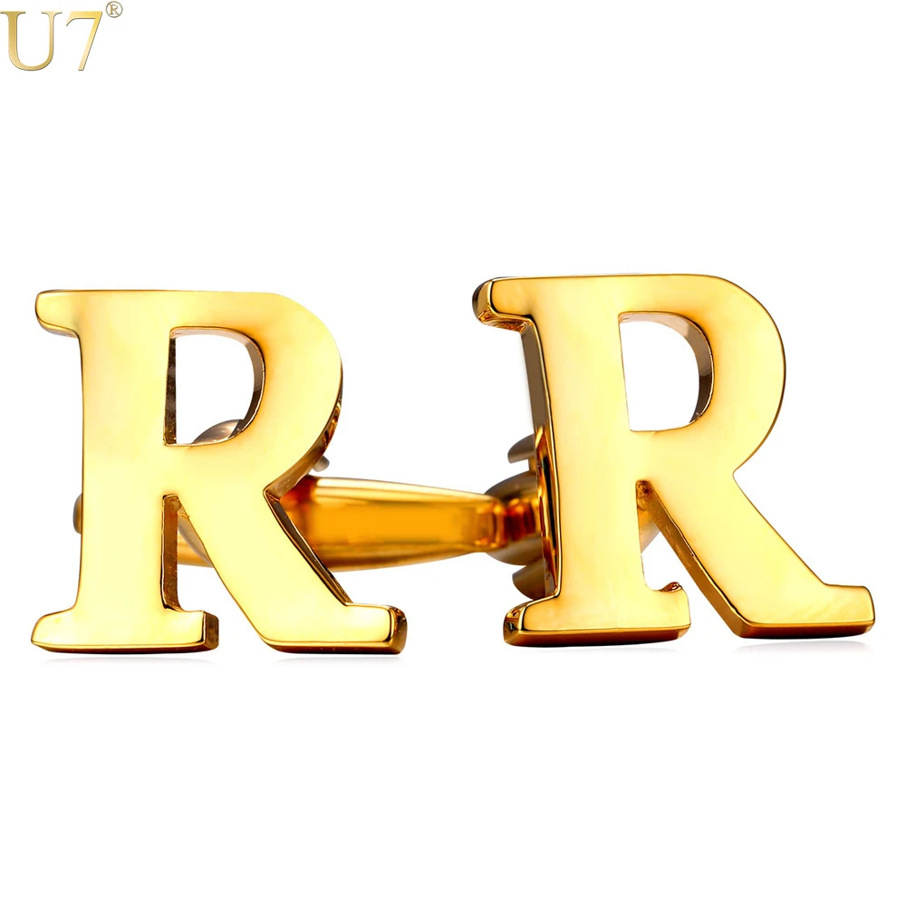 U7 R Letter Cuff Links For Men Name Jewelry Trendy Gold Silver Color Alphabet Button Cufflinks With Box C218 Cuff Links For Men Letter Cuff Linkscuff Links Aliexpress