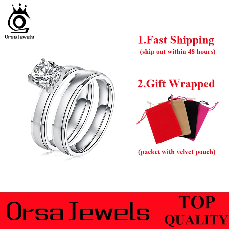 ORSA JEWELS Luxury Wedding&Engagement Eternity Rings with 1ct AAA Cubic Zirconia for Women Promise Gift Ring GTR20