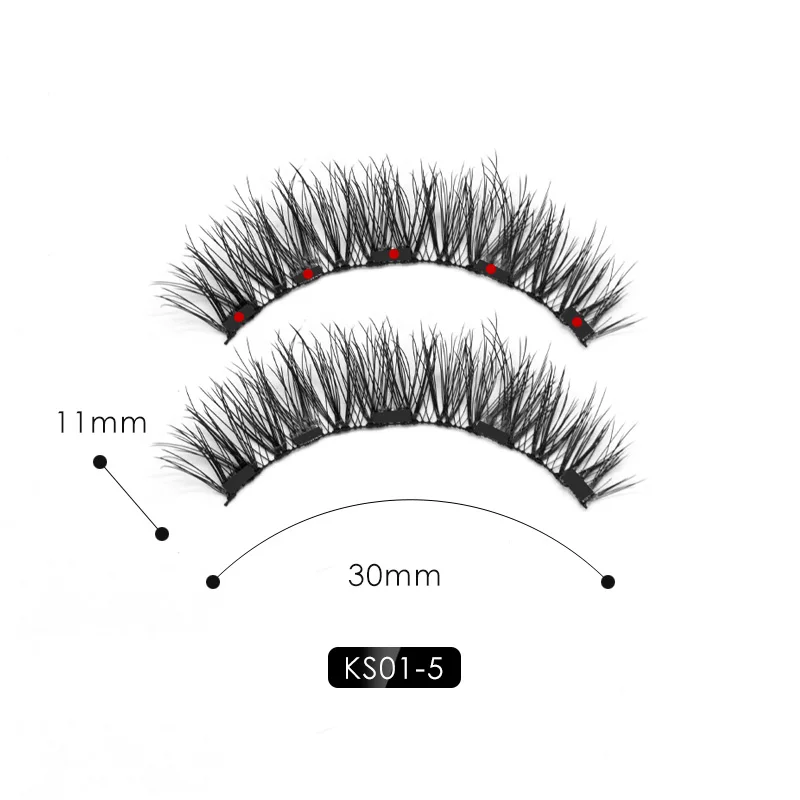 Magnetic False Eyelashes No Glue Full Eye 5 Magnet Reusable Fake Eyelashes Natural Soft Eyelashes Extension Magnetic Eyelash Kit