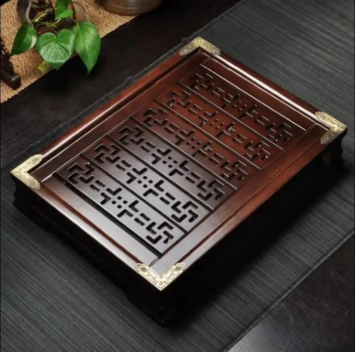 Бутик китайский чайный поднос кунг-фу деревянный чайный поднос домашний офисный журнальный столик украшение подарок Чайные Аксессуары - Цвет: Black