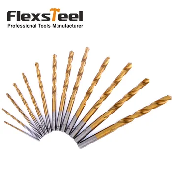 

13PCS HSS High Speed Steel Titanium Sliver Plated Manual Hand Twist Drill Bits Set 1/4 Hex Shank 1.5-6.5mm