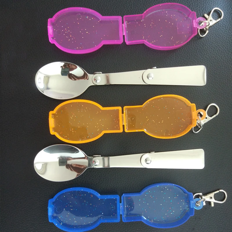 1,5mm naranja comedor plegable portátil cuchara Camping Survival Set vajilla de Picnic al aire libre con soporte de plástico
