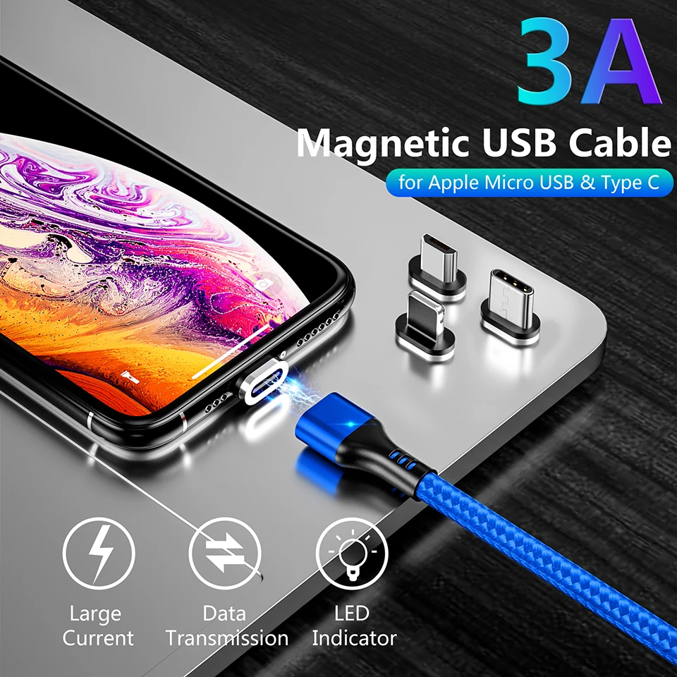 MANTIS Magnetic Cable USB Cable For iPhone Cable Apple Xs Max XR X 7 6 6s 5 5s Se iPad Quick Charge 3.0 Fast Charging Wire Cord 1