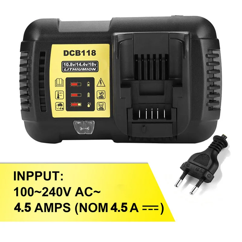 Для Dewalt зарядное устройство 20V литий ионная батарея 4.5A макс для 10 8 V 12V 14 4 18V DCB200 DCB118