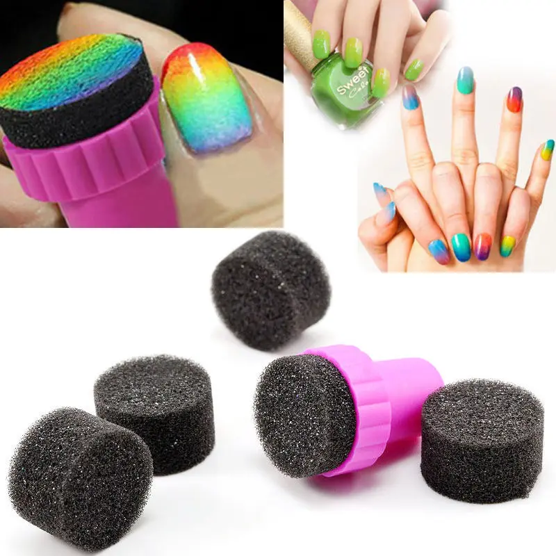 

1 Set DIY Nail Art Design Stamping 1 Stamper + 4 Changeable Sponge Shade Transfer Makeup Beauty Tools