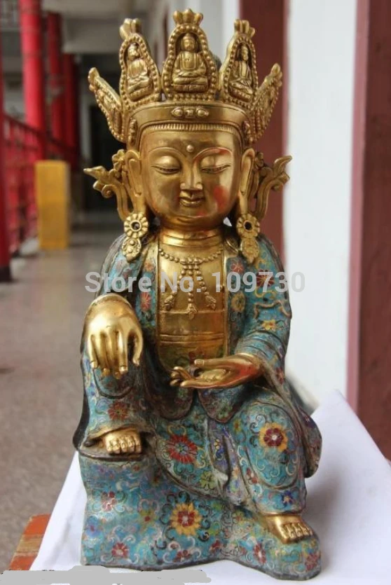 

003143 China Buddhism monastery Bronze Copper Cloisonne fastdom GuanYin Kwan-Yin Buddha