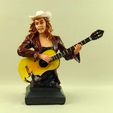 Американский Западный Кантри паб группа гитарист ковбойская бюст фигурка декор смола свинец вокалист скульптура искусство и ремесло орнамент