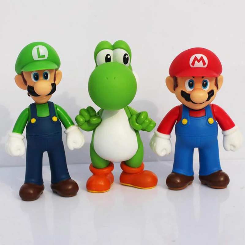 

3pcs / lot Super Mario Yoshi doll Mario toy cartoon character model High Quality Action & toy figures