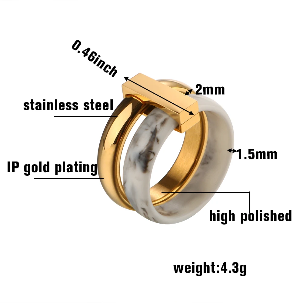 Wedding Ring Fashion Two Layer Move Ceramic Ring Stainless Steel Rings Women Silver Color Wedding Rings Gift Lover's Jewelry