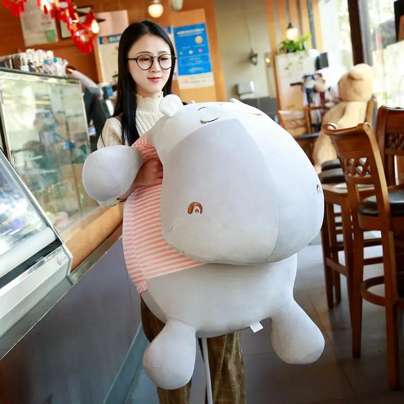 

NEW 75cm Plush Hippo Dolls Stuffed Animal Soft Comfortable Pillow Down Cotton Baby Pillow Soothing Toy Child Girlfriend Gift