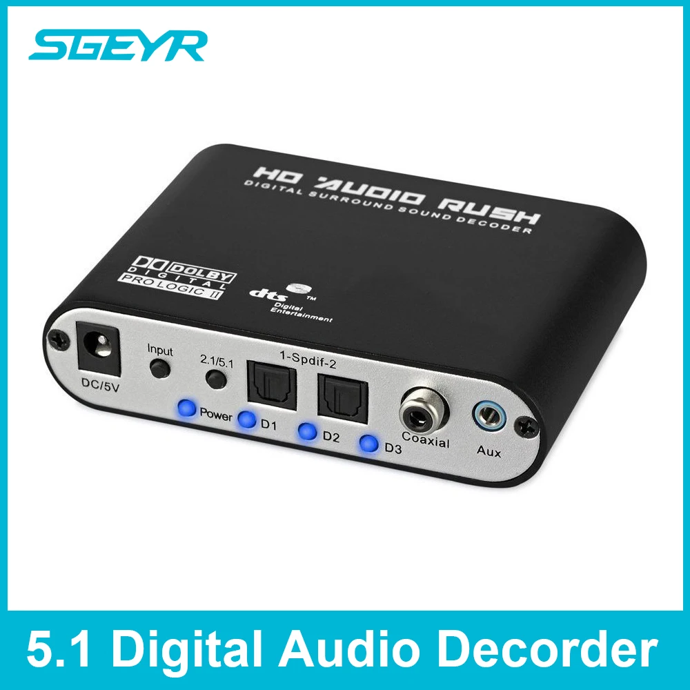 SGEYR 5.1Digital Audio DTS/AC-3 to 5.1 Analog Decoder Converter RCA Output Adapter Surround Audio Decoder SGEYR 5.1Digital Audio DTS/AC-3 to 5.1 Analog Decoder Converter RCA Output Adapter Surround Audio Decoder