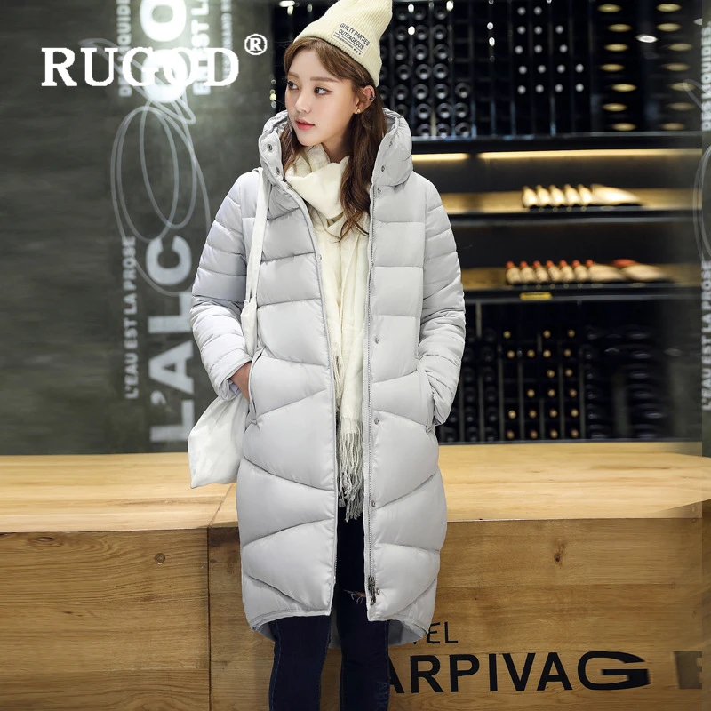 RUGOD Elegant long padded Parka coats slim Fashion button pocket long Down jackets women Thicken Winter Warm Outwear female