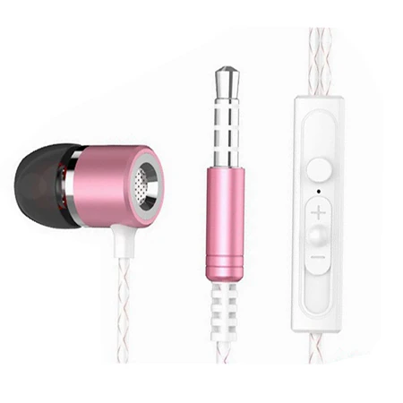Ollivan наушники-вкладыши Hifi металлические наушники 3,5 мм супер бас наушники Сабвуфер стерео наушники с микрофоном для мобильного телефона ПК - Цвет: Pink