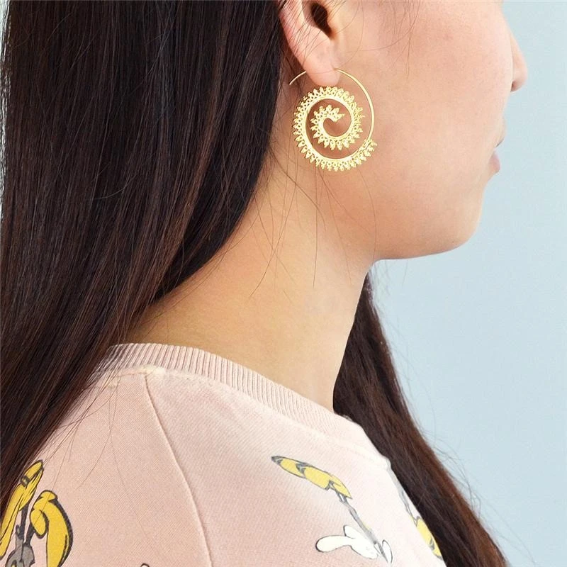 クリエイティブレトロ渦巻スパイラルフープ Aros 縫うプルスルーを通じてフープイヤリングセクシーなボディピアスの宝石 Hoop Earrings Hoop Earrings Sexyearrings Hoop Earrings Aliexpress