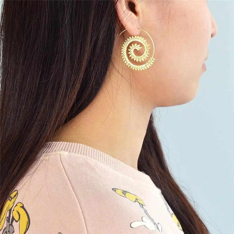 Creative Retro Swirl Spiral Hoop Aros Threader Pull Thru Through Hoop