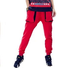 Осень красный черный женская спортивная Штаны отдыха штаны-шаровары женские брюки спортивный стиль Run свободные средней посадки штаны