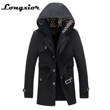 Зимний мужской Тренч размера плюс 5XL, длинная Повседневная зимняя мужская куртка с капюшоном, высокое качество, отстегивающийся капюшон, мужской Тренч, верхняя одежда, пальто JM19