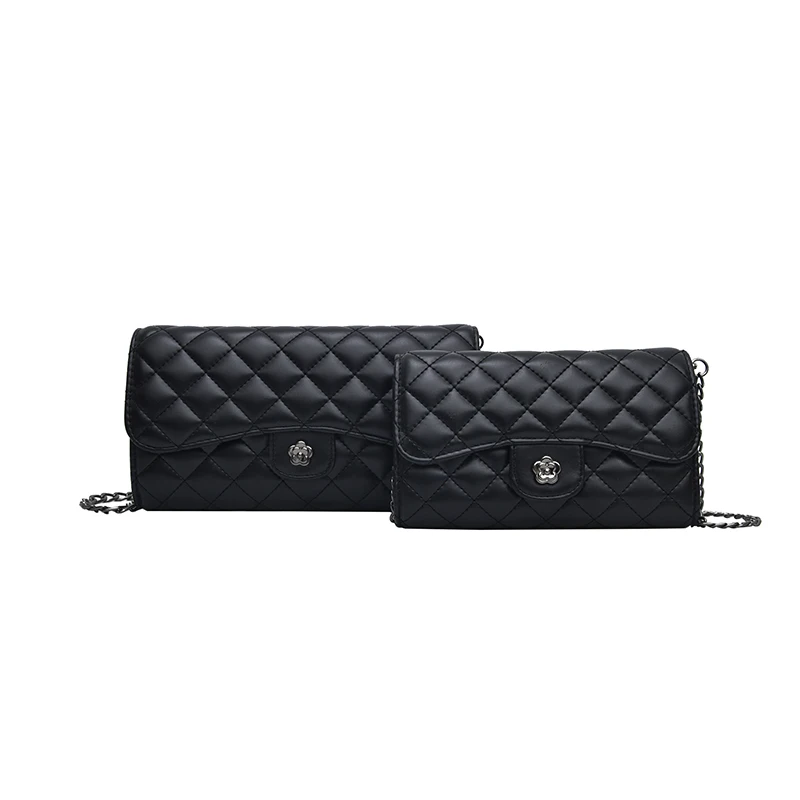 

2019 New Fashion Black Rhombic Ladies Small Square Bag Luxury Noble Ladies Shoulder Messenger Bag Small Size Two Models