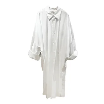 

2019 Autumn Winter New Fashion Trend Clothing Long-sleeved Solid Color Bat Long Sleeve Lapel Shirt Wi330