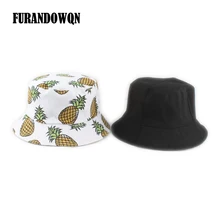 Новое летнее платье без рукавов с узором из ананасов Реверсивные ведро Шапки Для женщин мужские Панама шляпа Боб рыбаловедские Снасти Шляпа