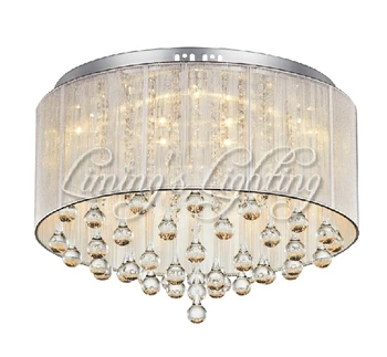 

450MM Modern Luxury Fixture K9 Crystal Ball Water Drop Fabric Pendant Light Ceiling Living Room Chandelier e14 LED Lamp Lighting