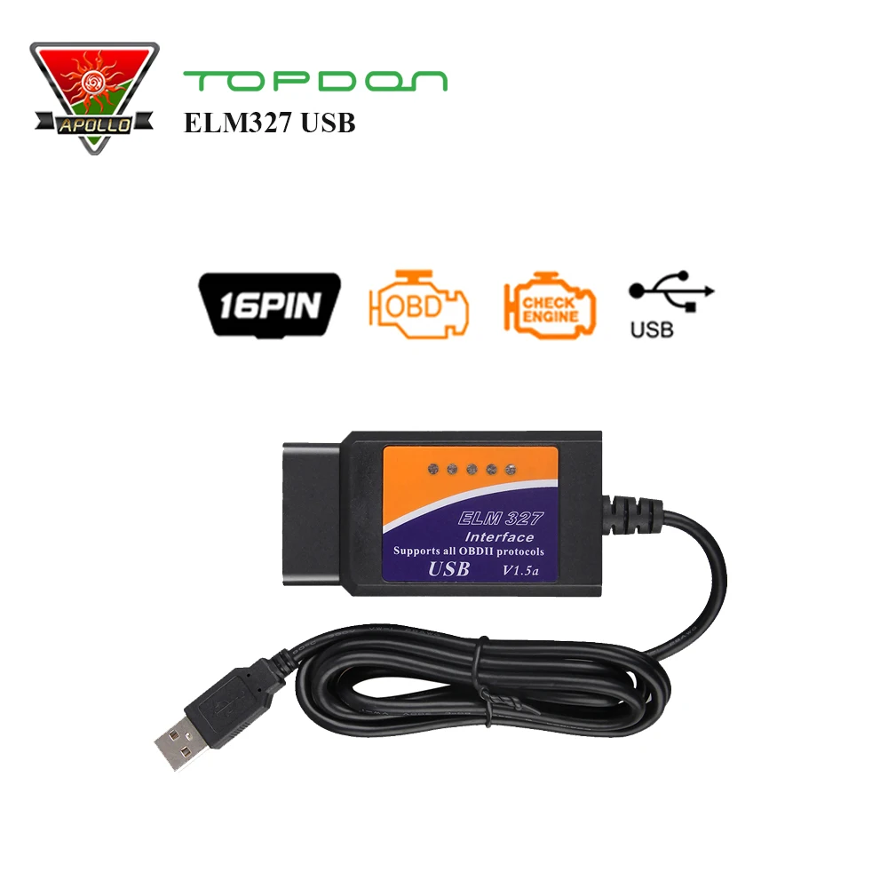 OBD2 EOBD CANBUS автомобильной сканер ELM327 USB V1.5 V 1.5 Авто инструменту диагностики поддерживает до Windows 7 лучше, чем ELM 327 V2.1