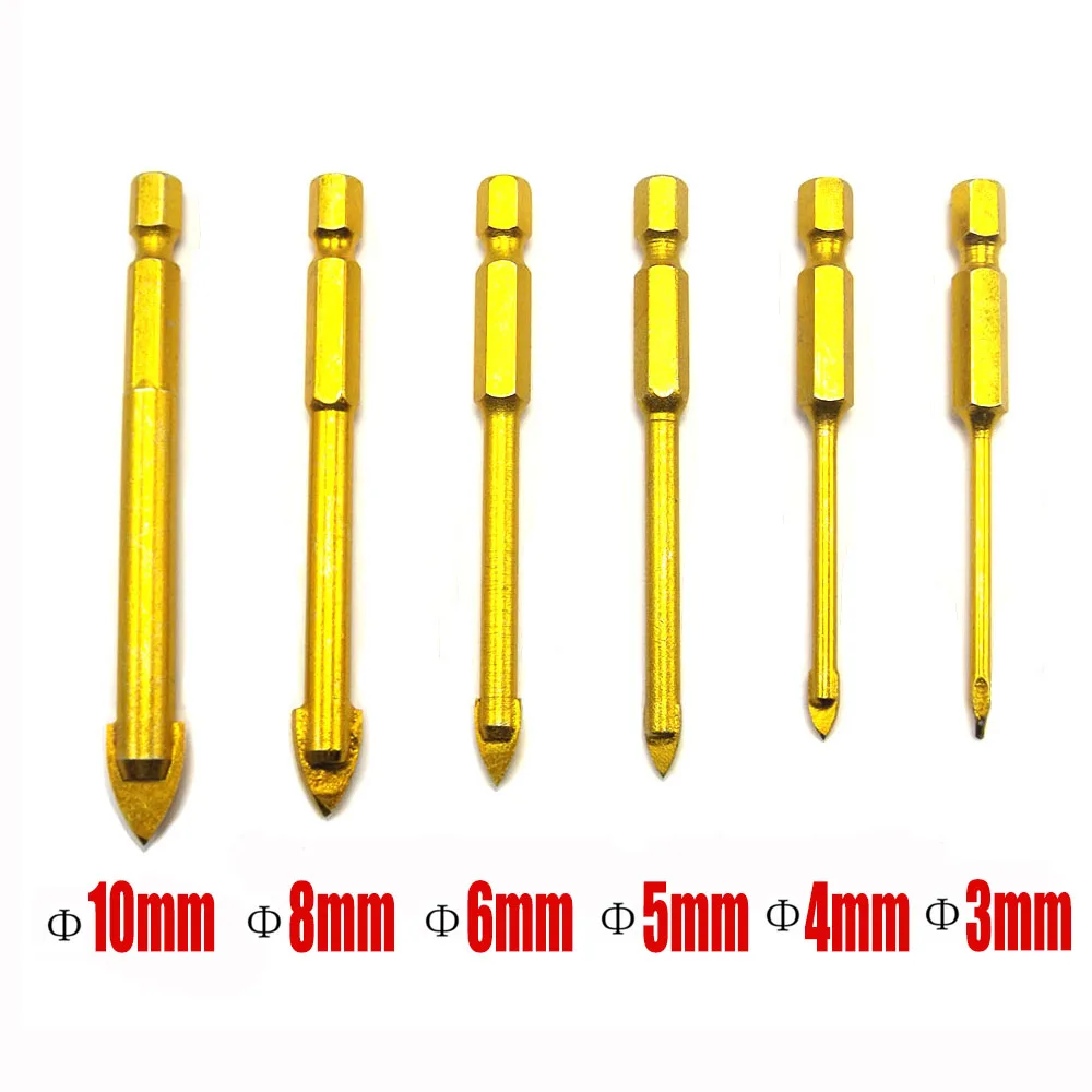 1/" шестигранный хвостовик 3/4/5/6/8/10/12 мм Титан покрытием Стекло сверла набор Керамика Мрамор карбидом сверла для плитки набор для деревообработки