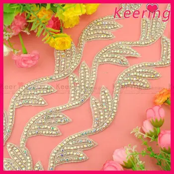 

Keering Beautiful New Arrival AB Color Flower Rhinestone Applique WRA-706