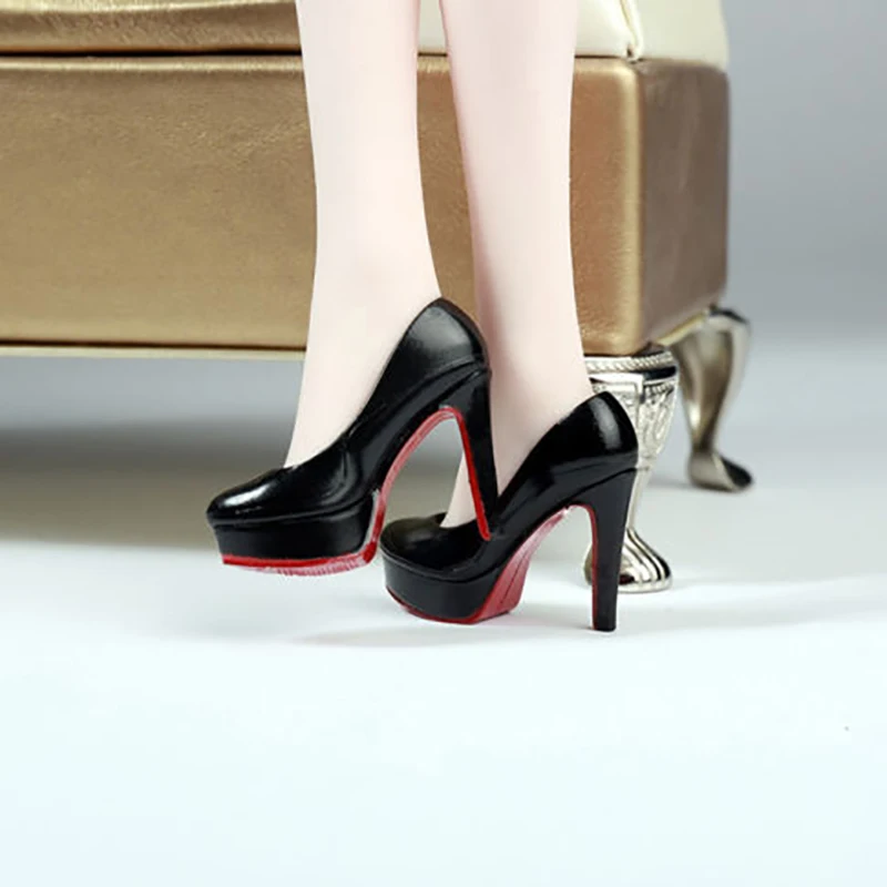 1//6 scale High Heel Shoes BLACK for 12/" female Figure Doll PHICEN