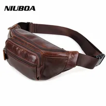 NIUBOA Мужская поясная сумка из натуральной кожи, вместительный поясной комплект для мобильного телефона, топ из натуральной воловьей кожи, сумки-мессенджеры для мужчин, мужские сумки на ремне через плечо