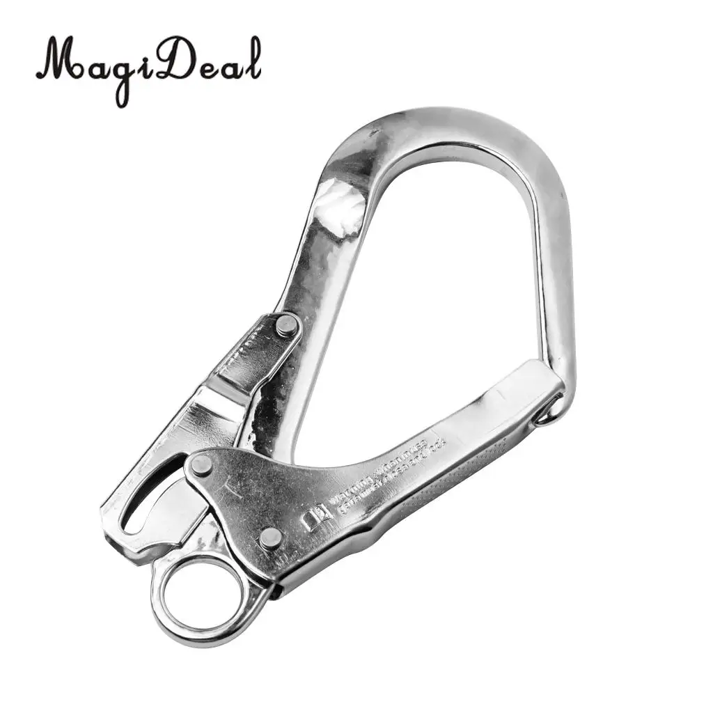 High Quality 25KN Alloy Snap Lock Hook Clip for Rock Tree Climbing Rappell Rescue Fall Arrest Lanyard Harness Caving Exploring